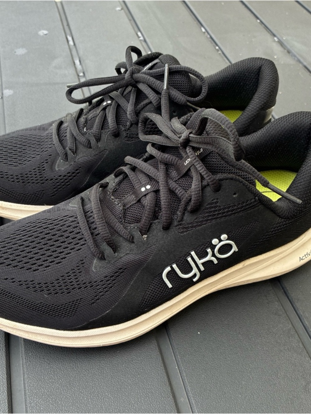 Ryka Black Lace-Up Athletic Sneakers with Ivory Soles